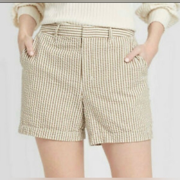 a new day Pants - A New Day Womens Tan and White Striped Shorts Size 10